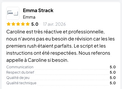 Avis client UGC : Emma Strack, 5 sur 5
