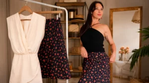 Essayage d'une robe Mango et talons par Caroline